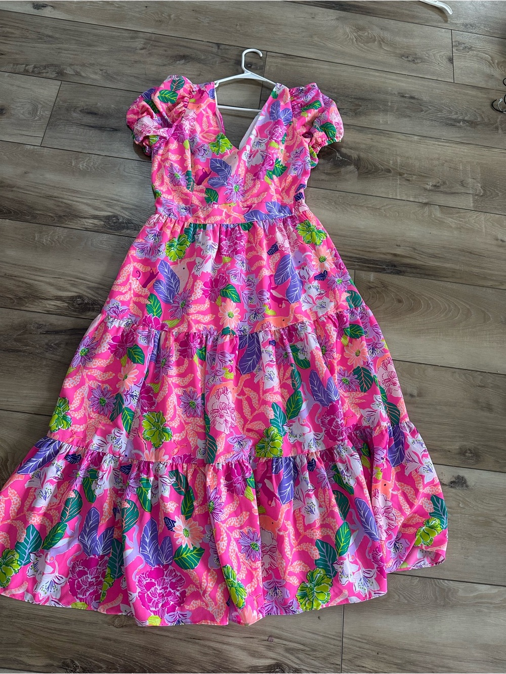 Lilly Pulitzer Bright Pink Floral Tiered Dress